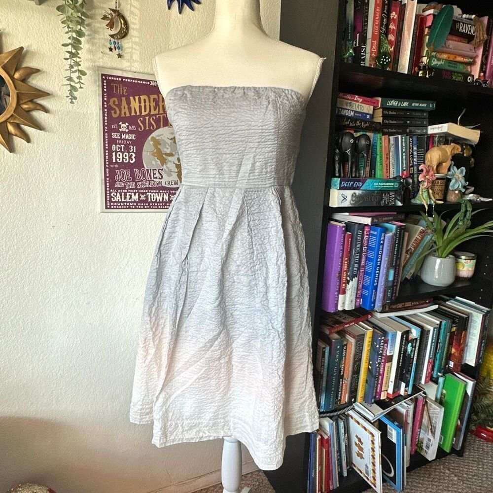 J. crew Size 6 Gray ombre strapless dress Gray white and pink